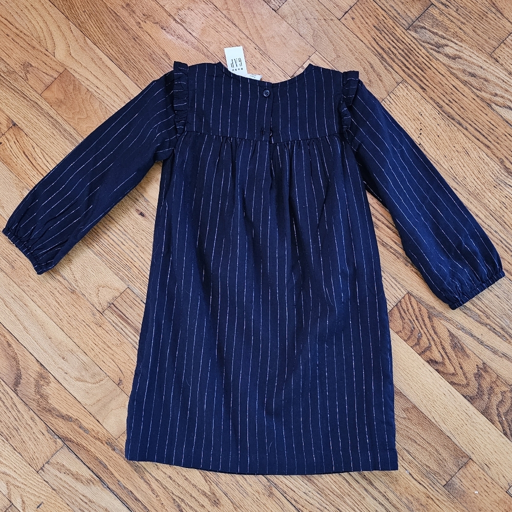 GAP navy dress with silver stripes 5T - Picture 2 of 3